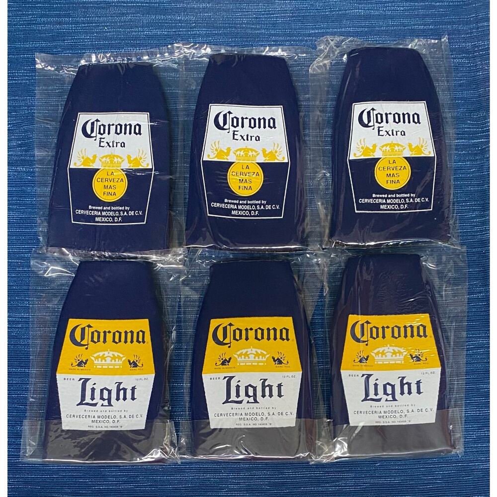 New KOOZIE Corona Extra Light Lot of 6 Beer Bottle Cooler Huggie Bar Party 13B